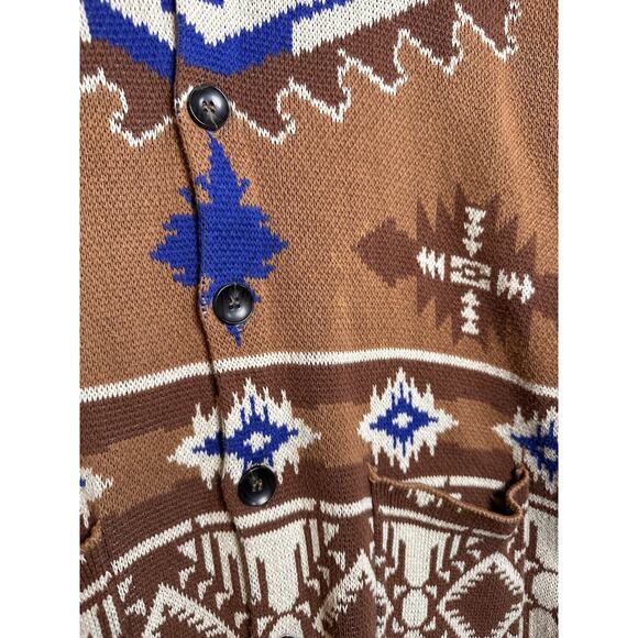 Rock & Roll Cowboy Cardigan Shawl Sweater Mens Sz L Aztec Southwestern Rodeo EUC - Picture 2 of 15